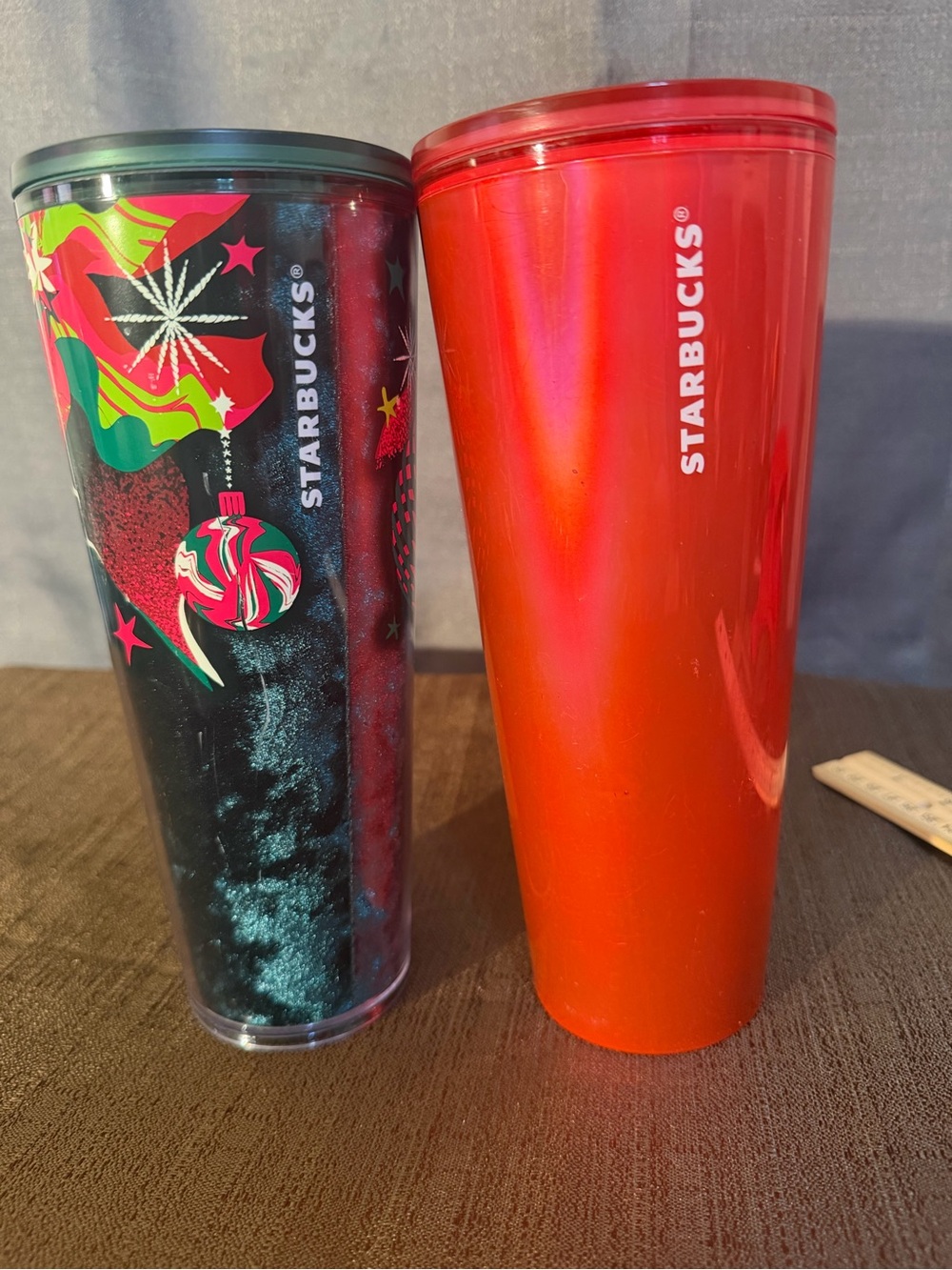Starbucks Red Gloss & Black Holiday Ornament Tumblers